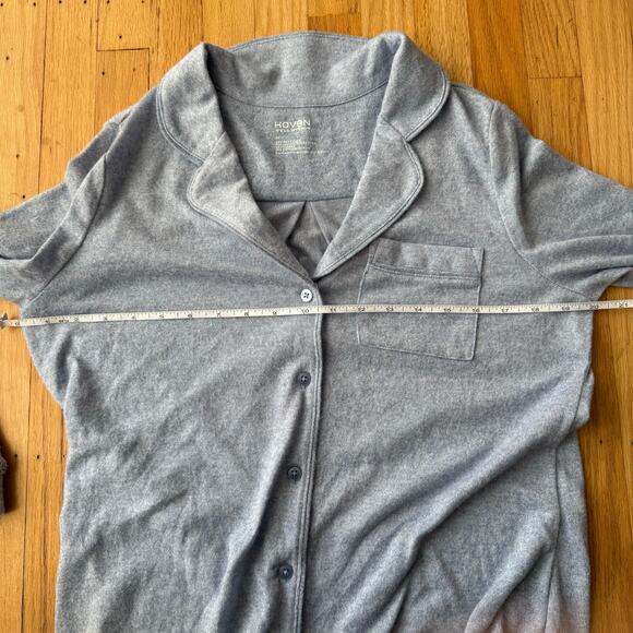 Haven Well Within Blue Marley Knit Button Down Pajama Shirt Size M lounge soft - Picture 3 of 6
